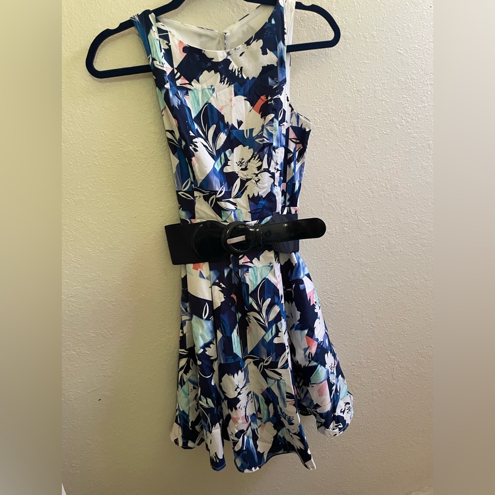 Bailey Blue Fit and Flare Mini Dress for Wedding Guest